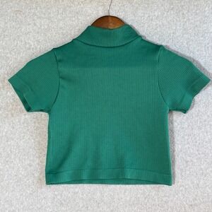 Cotton Candy Green Ribbed Mock Neck Short Sleeve Crop Top Shirt SM RN101962